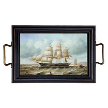 Load image into Gallery viewer, "Rowing Ashore" Decorative Tray w/ Brass Handles
