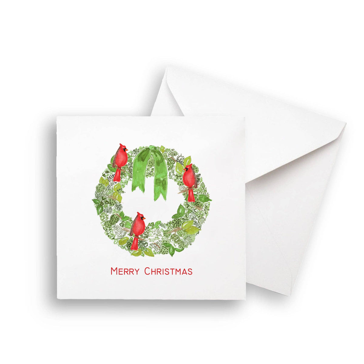 Green Wreath with Cardinals Kitchen Towel