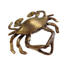 Load image into Gallery viewer, Antiqued Brass Blue Crab Tabletop Decor | Home accents
