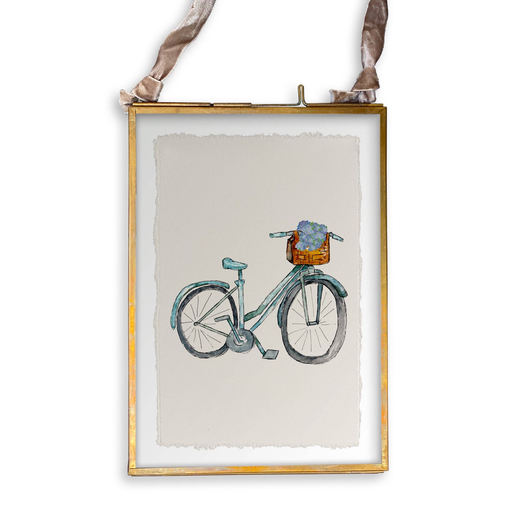 Blue Bike with Hydrangeas