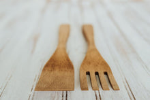 Load image into Gallery viewer, 12 Inch Light Walnut Salad Serving Set
