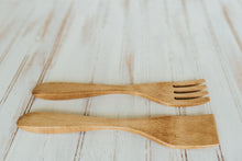 Load image into Gallery viewer, 12 Inch Light Walnut Salad Serving Set
