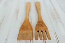 Load image into Gallery viewer, 14 Inch Light Walnut Salad Serving Set
