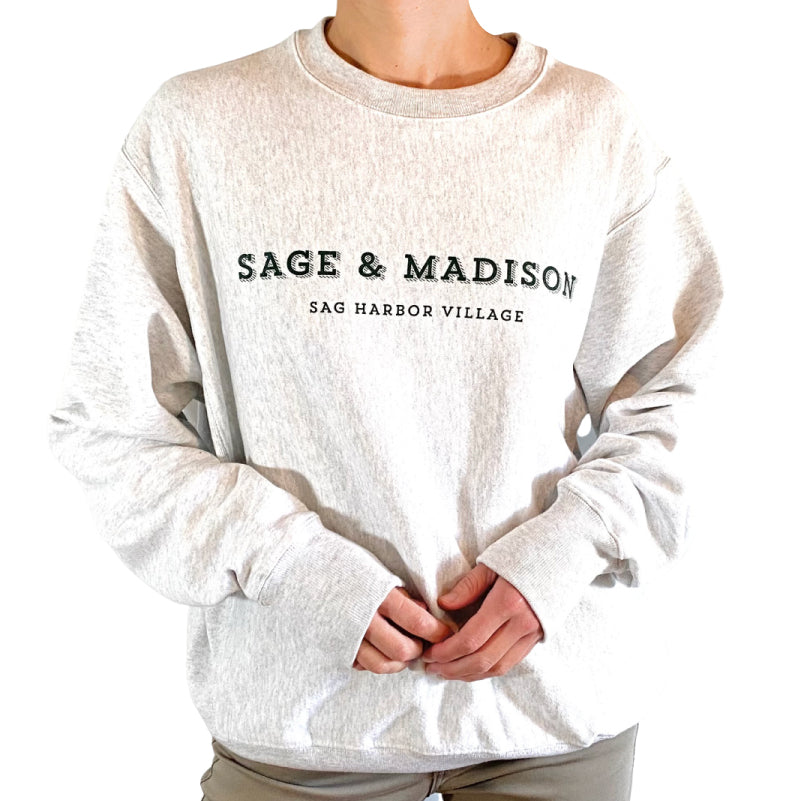 Gray/Green Unisex Reverse Weave Sage and Madison Crewneck Sweatshirt