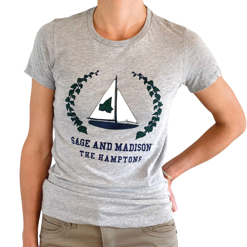 Sage and Madison Sailboat Women's T-shirt | Gray/Multi