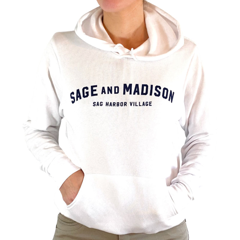 Unisex Sage and Madison Hoodie | White/Navy