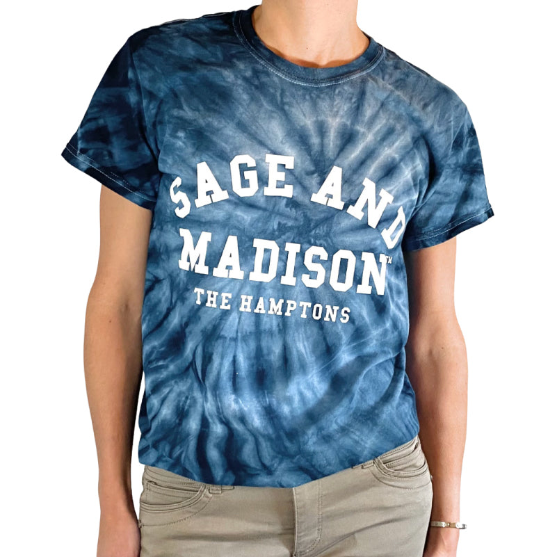 Blue/White Unisex Tie Dye Sage and Madison T-shirt