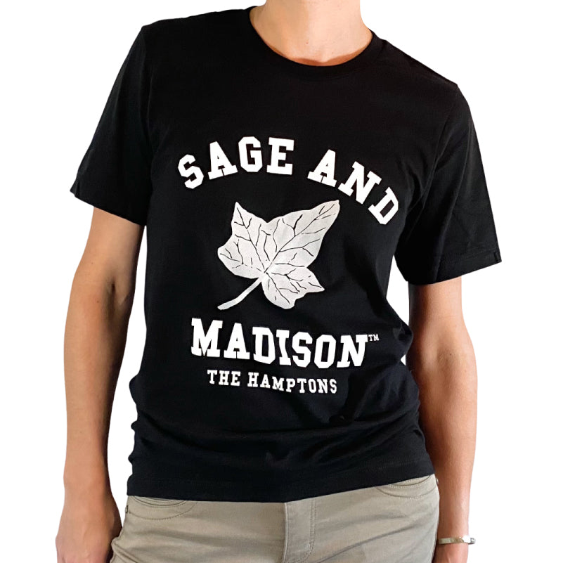 Black Unisex Sage and Madison Ivy Leaf T-Shirt